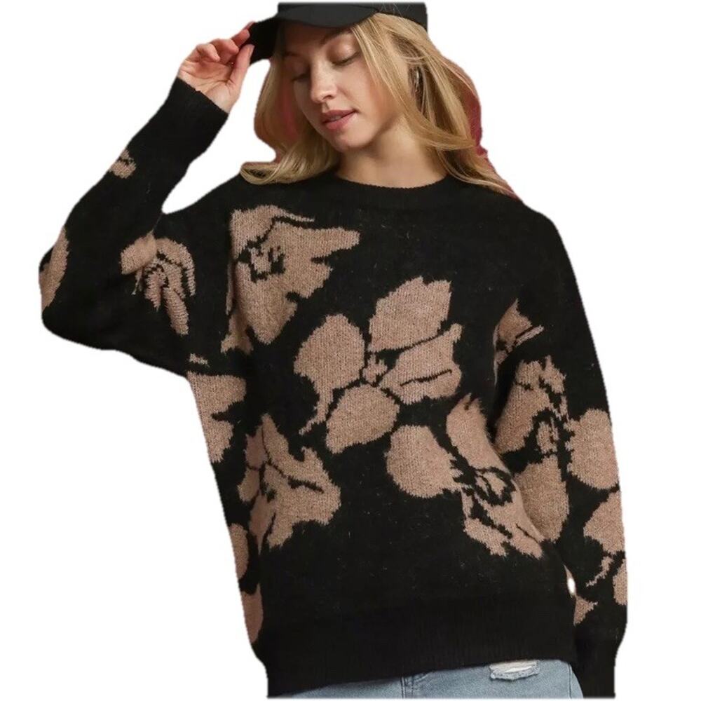 Umgee Floral Long Sleeve Sweater size L